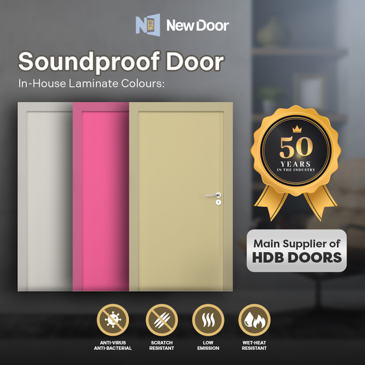 新门 New Door 1/2hr Soundproof Door | Colored Series for HDB, BTO, and Condo | 12-Month Warranty & Vibrant Protection