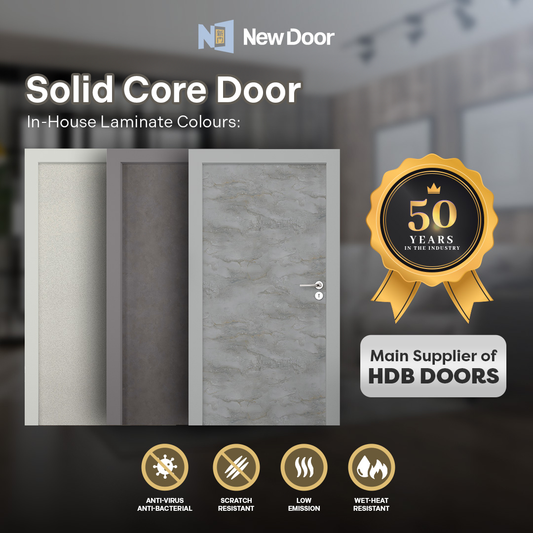 新门 New Door 1/2hr Solid Core Door | Pattern Series Interior Doors for HDB, BTO, and Condo | 12-Month Warranty & Artistic Design